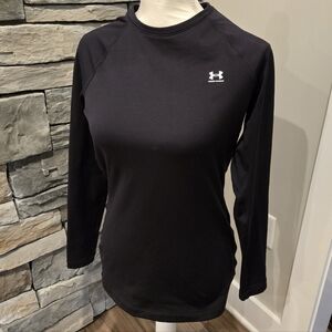 😁Under Armour Women's Black Coldgear Activewear Fitted Long Sleeve Top Medium